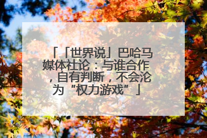 「世界说」巴哈马媒体社论：与谁合作，自有判断，不会沦为“权力游戏”