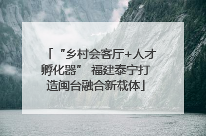“乡村会客厅+人才孵化器” 福建泰宁打造闽台融合新载体