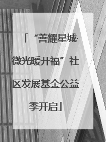“善耀星城·微光暖开福”社区发展基金公益季开启