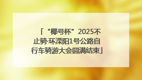 “椰号杯”2025不止骑·环溧阳1号公路自行车骑游大会圆满结束