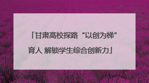 甘肃高校探路“以创为梯”育人 解锁学生综合创新力