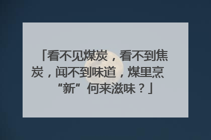 看不见煤炭，看不到焦炭，闻不到味道，煤里烹“新”何来滋味？