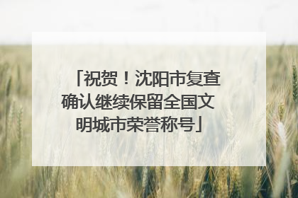 祝贺！沈阳市复查确认继续保留全国文明城市荣誉称号