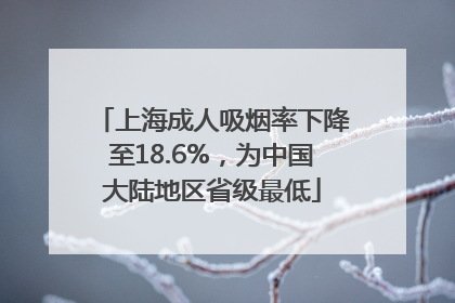 上海成人吸烟率下降至18.6%，为中国大陆地区省级最低