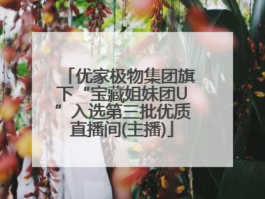 优家极物集团旗下“宝藏姐妹团U”入选第三批优质直播间(主播)