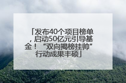 发布40个项目榜单，启动50亿元引导基金！“双向揭榜挂帅”行动成果丰硕