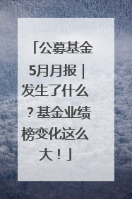 公募基金5月月报｜发生了什么？基金业绩榜变化这么大！