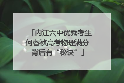 内江六中优秀考生何睿祯高考物理满分背后有“秘诀”