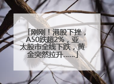 刚刚！港股下挫，A50跌超2%，亚太股市全线下跌，黄金突然拉升……