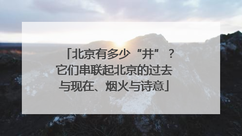 北京有多少“井”？它们串联起北京的过去与现在、烟火与诗意