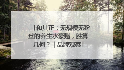 和其正：无规模无粉丝的养生水豪赌，胜算几何？｜品牌观察