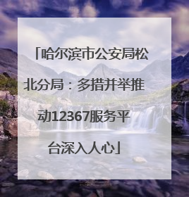 哈尔滨市公安局松北分局：多措并举推动12367服务平台深入人心