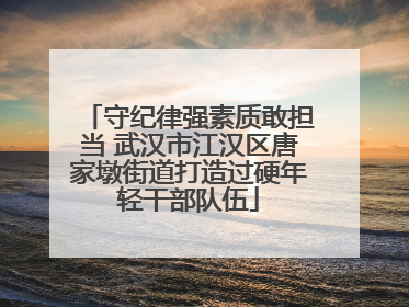 守纪律强素质敢担当 武汉市江汉区唐家墩街道打造过硬年轻干部队伍