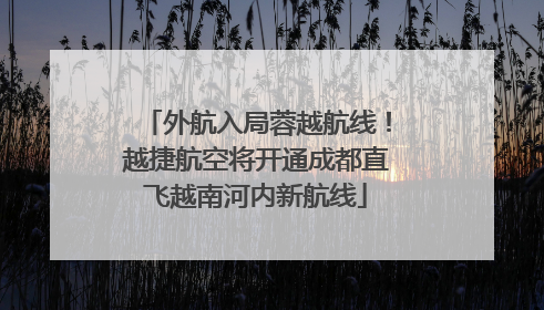 外航入局蓉越航线！越捷航空将开通成都直飞越南河内新航线