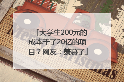 大学生200元的成本干了20亿的项目？网友：羡慕了