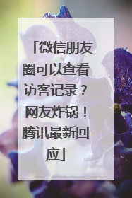 微信朋友圈可以查看访客记录？网友炸锅！腾讯最新回应