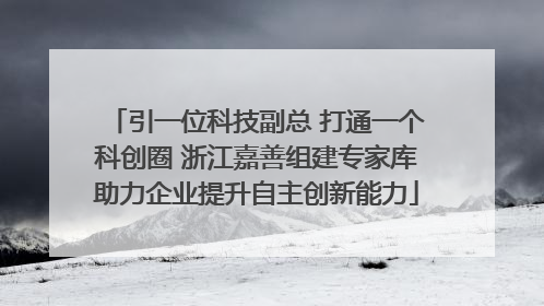 引一位科技副总 打通一个科创圈 浙江嘉善组建专家库助力企业提升自主创新能力