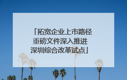 拓宽企业上市路径 重磅文件深入推进深圳综合改革试点