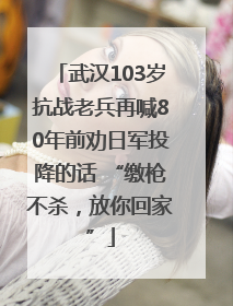 武汉103岁抗战老兵再喊80年前劝日军投降的话 “缴枪不杀，放你回家”