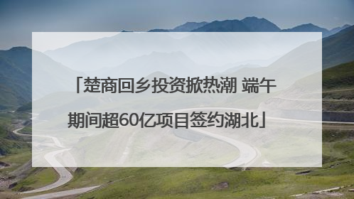 楚商回乡投资掀热潮 端午期间超60亿项目签约湖北