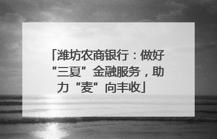 潍坊农商银行：做好“三夏”金融服务，助力“麦”向丰收