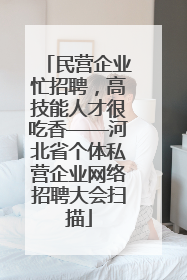 民营企业忙招聘，高技能人才很吃香——河北省个体私营企业网络招聘大会扫描