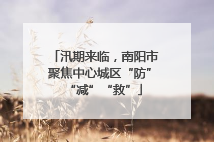 汛期来临，南阳市聚焦中心城区“防”“减”“救”