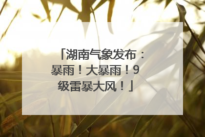 湖南气象发布：暴雨！大暴雨！9级雷暴大风！