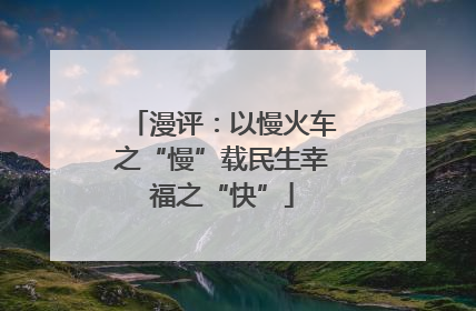 漫评：以慢火车之“慢”载民生幸福之“快”