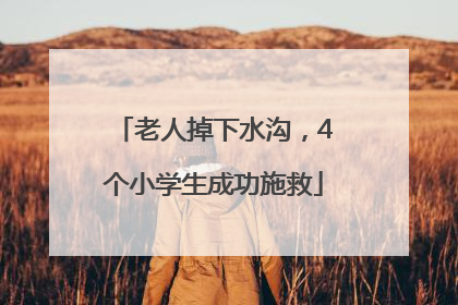 老人掉下水沟，4个小学生成功施救