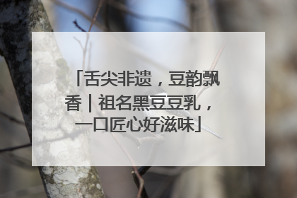 舌尖非遗，豆韵飘香｜祖名黑豆豆乳，一口匠心好滋味