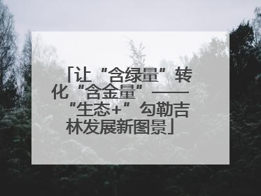 让“含绿量”转化“含金量”——“生态+”勾勒吉林发展新图景