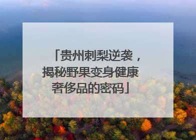 贵州刺梨逆袭，揭秘野果变身健康奢侈品的密码